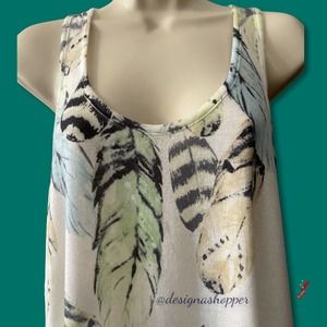 Fab’rik Art to Wear Tunic Tank Top with Feather Stamp design Med